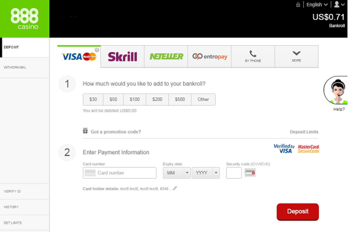 casino registration step